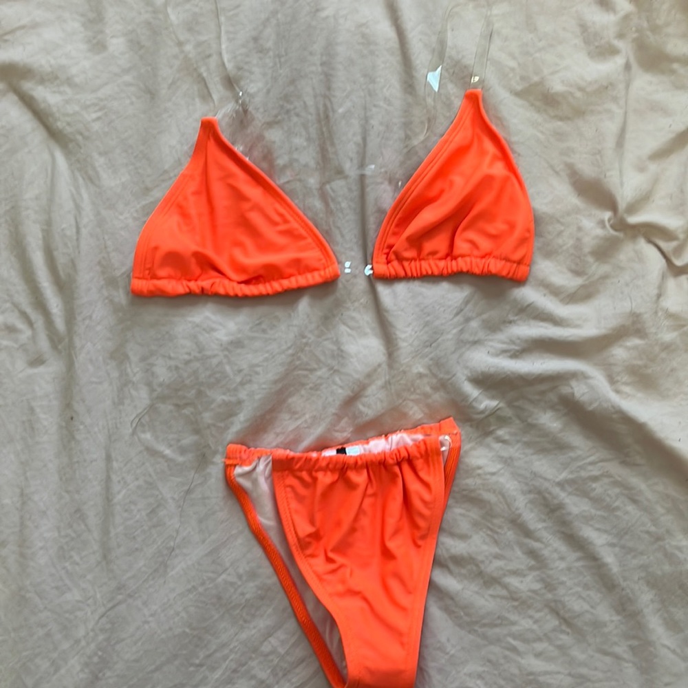 Orange clear straps bikini